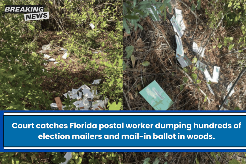 Court catches Florida postal worker dumping hundreds of election mailers and mail-in ballot in woods.