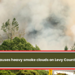 Wildfire causes heavy smoke clouds on Levy County roads.